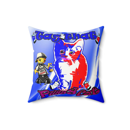 tag that - Faux Suede Square Pillow - (blue-white wave)