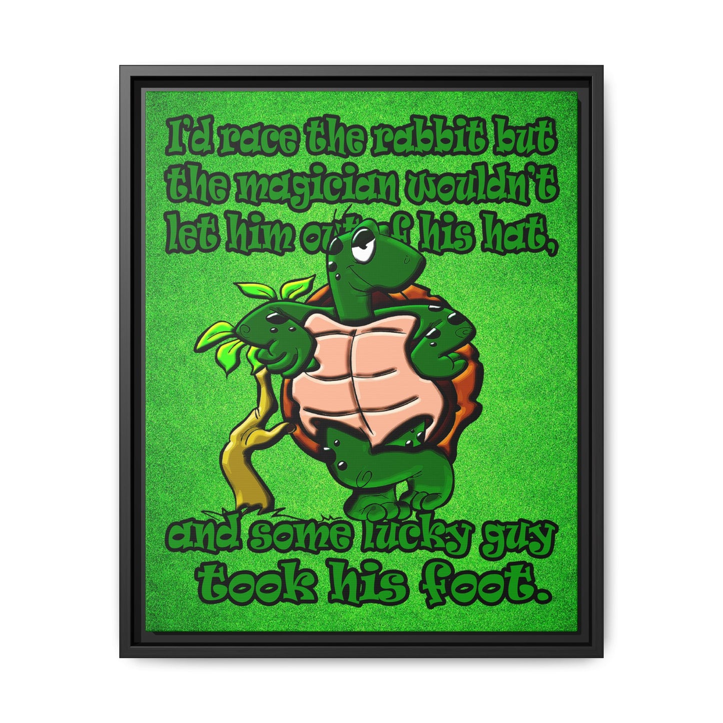 turtle race - framed canvas art (green turf)