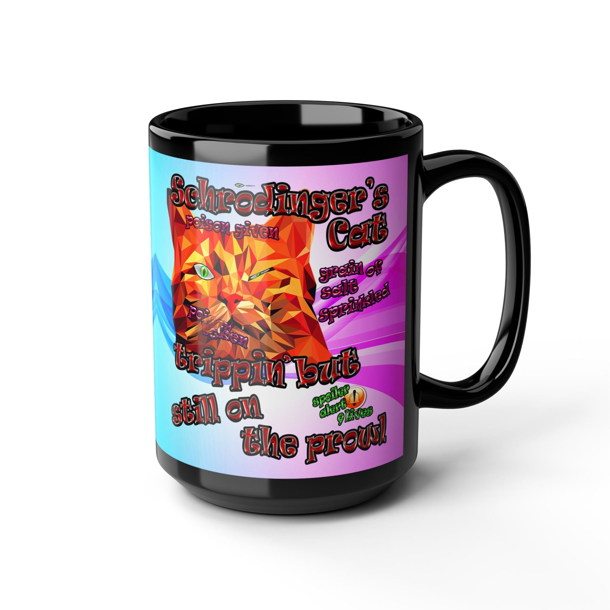 schrodinger's cat - Black Mug (light blue-pink wave)