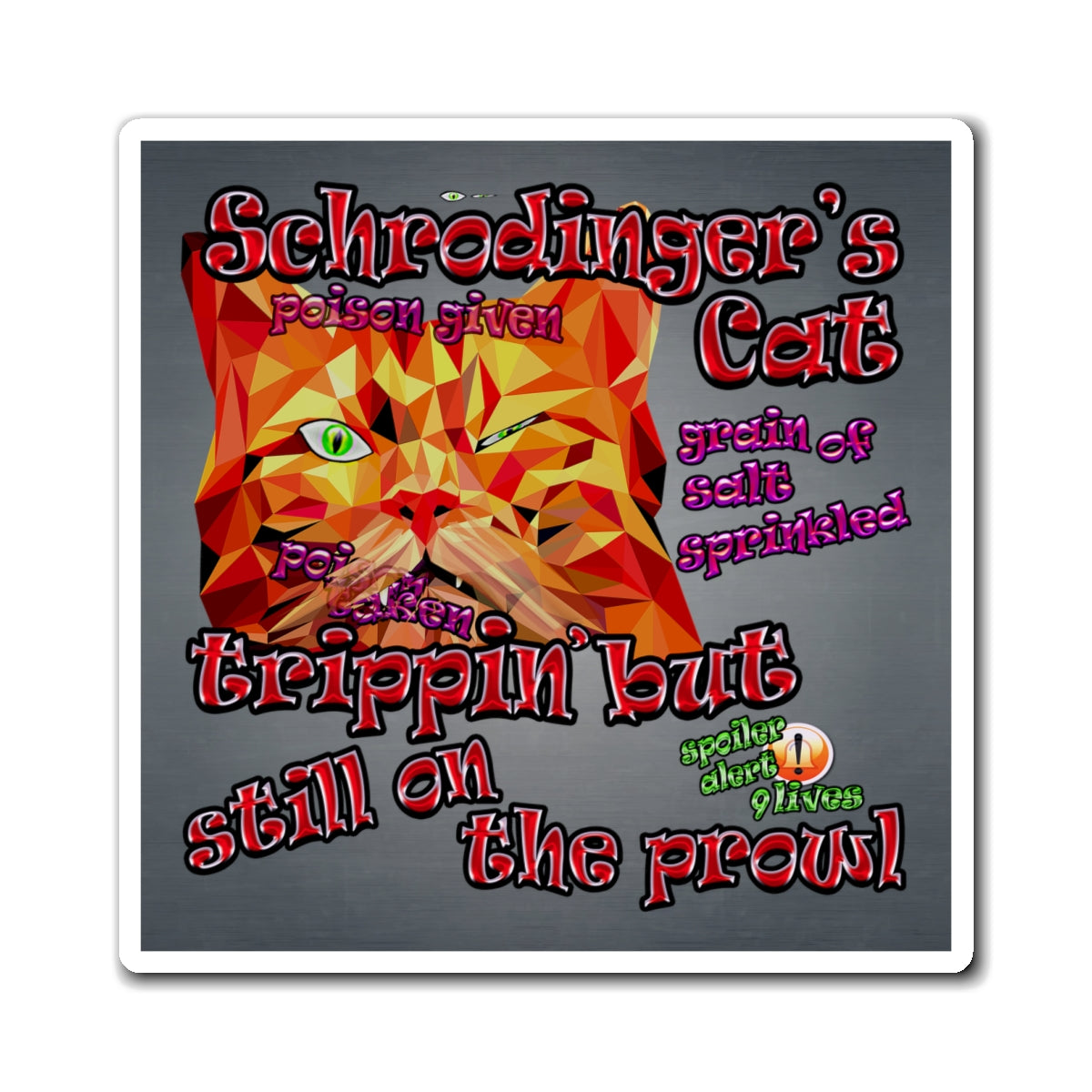 schrodinger's cat - Magnets - (grey-light grey)