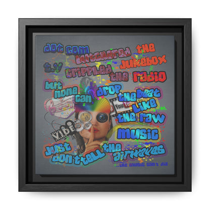 drop the beat - framed canvas art (grey-light grey)