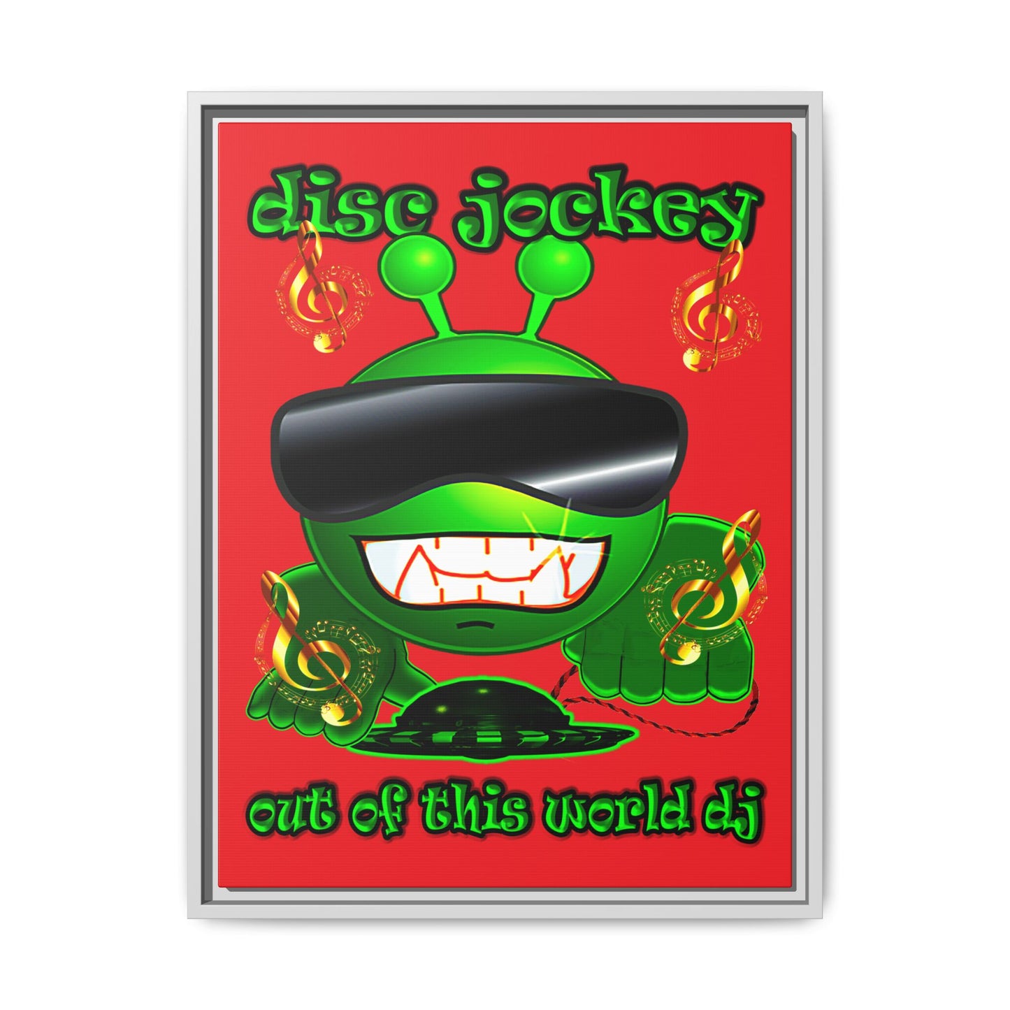 disc jockey - framed canvas art (red)