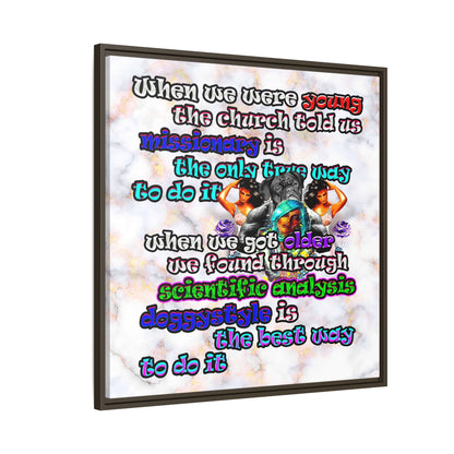 doggystyle - framed canvas art (white marble)
