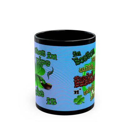 celtics logo - Black Mug (light blue-purple wave)