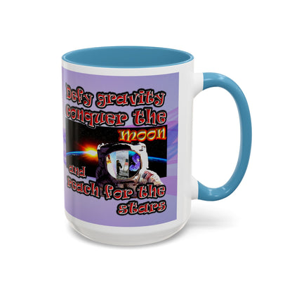 defy conquer reach - Accent Mug (light blue-pink wave)