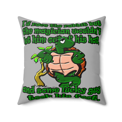 turtle race - Spun Polyester Square Pillow - (light grey)