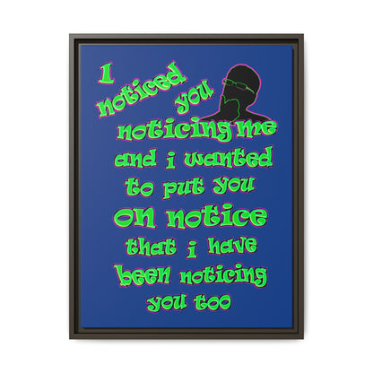 noticed you noticing - framed canvas art (dark blue)