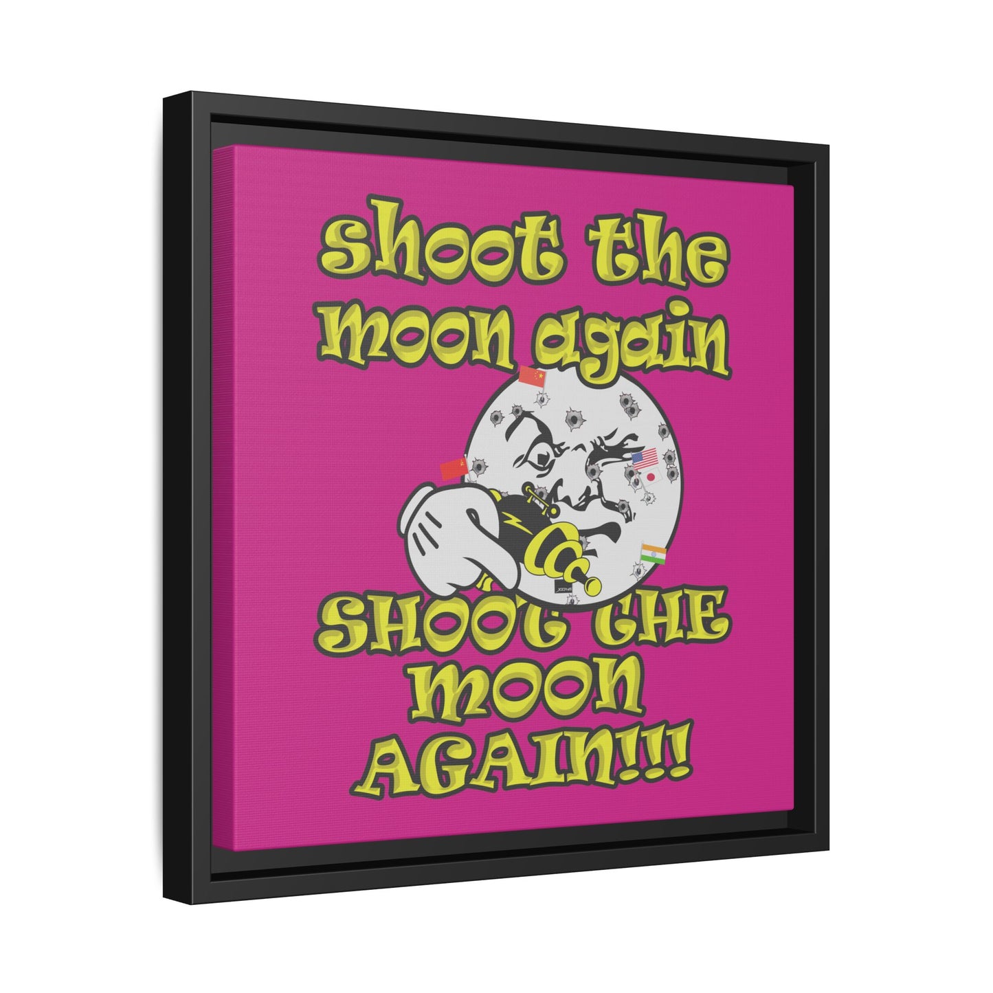 shoot the moon again - framed canvas art (pink)