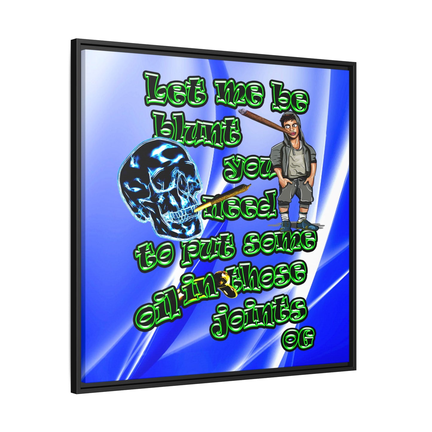og - framed canvas art (blue-white wave)