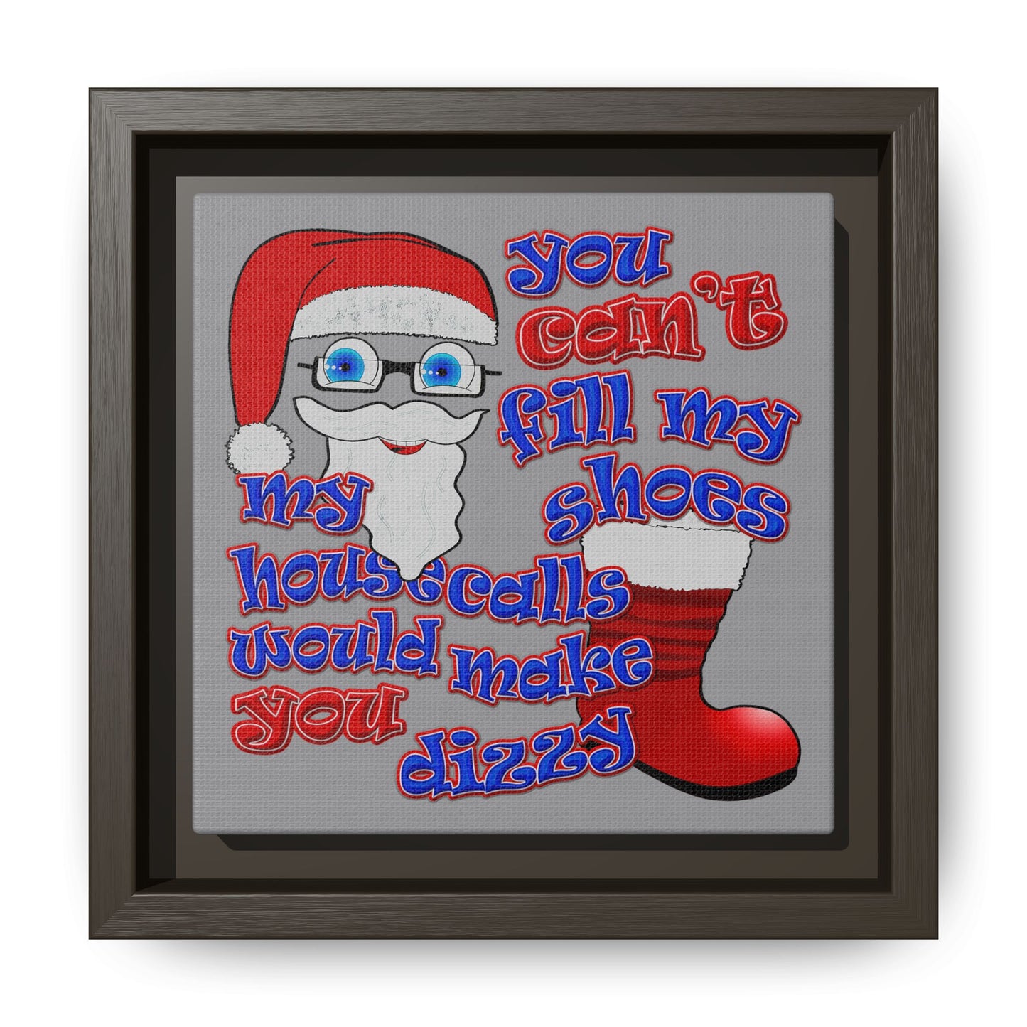 santa's shoes - framed canvas art (grey)