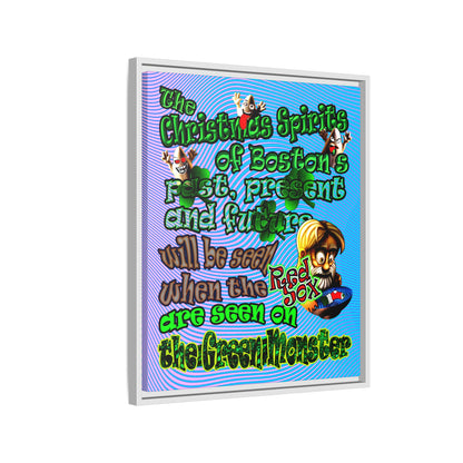 christmas spirits of boston - framed canvas art (light blue-purple wave)