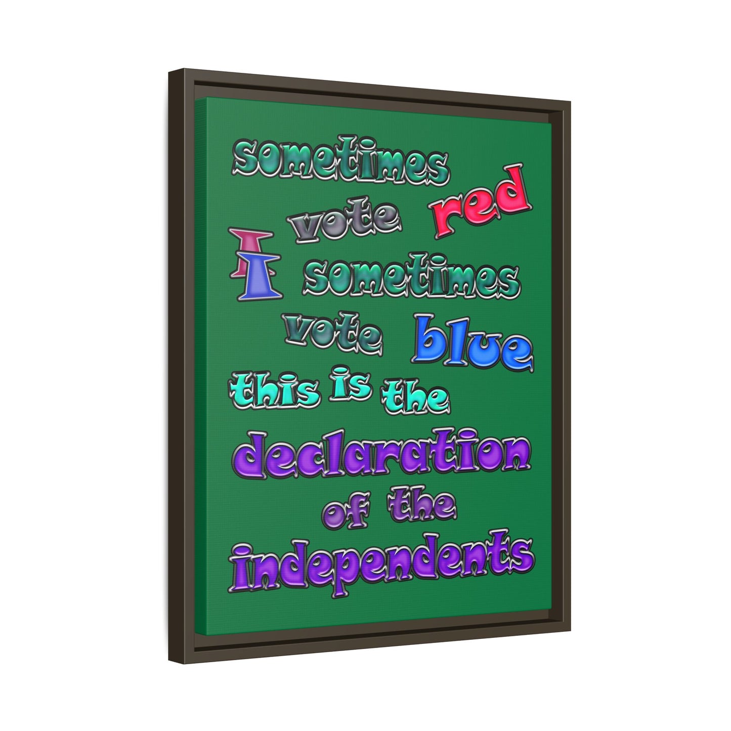 declaration of the independents - framed canvas art (dark green)