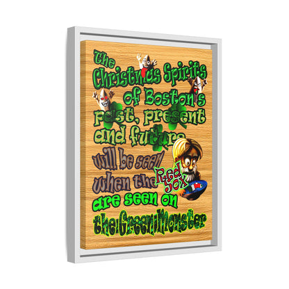 christmas spirits of boston - framed canvas art (butterscotch wood finish)