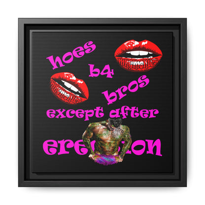 hoes b4 bros - framed canvas art (black)