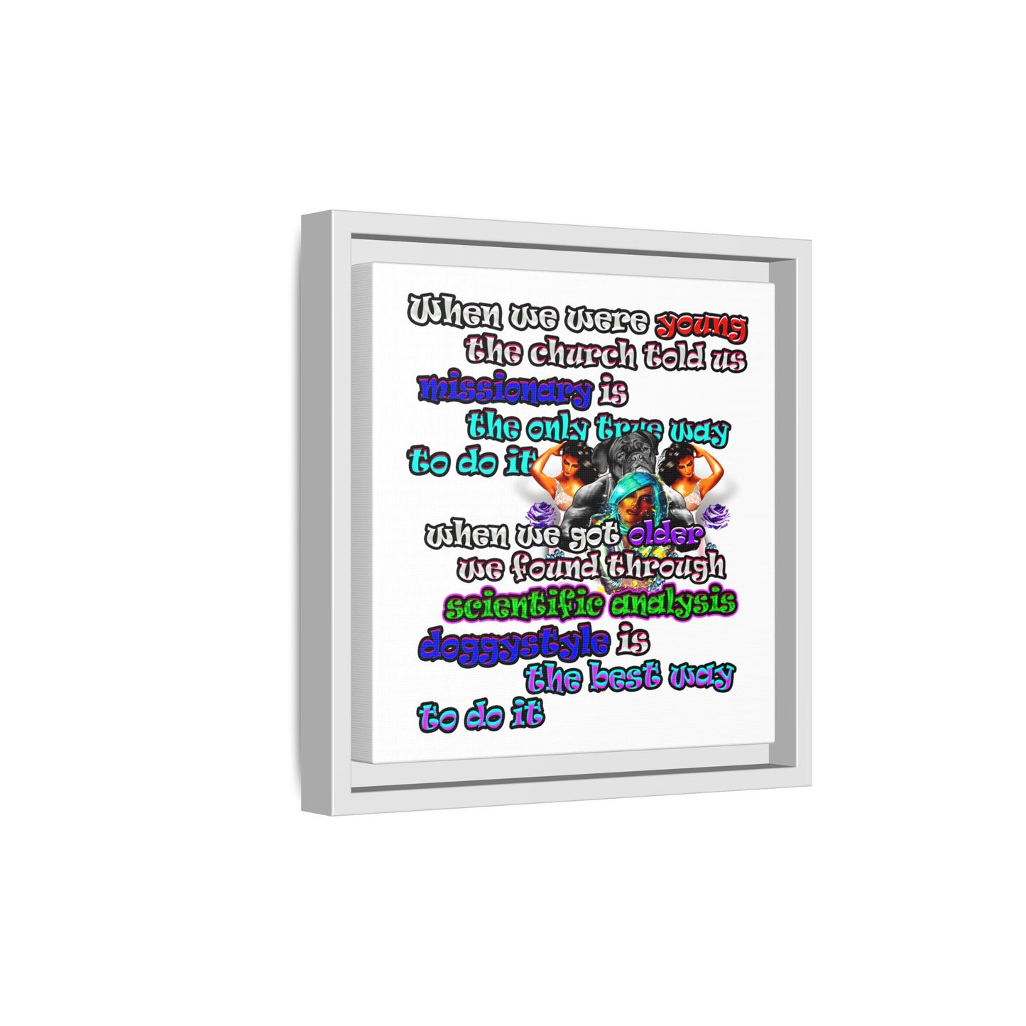 doggystyle - framed canvas art (white)