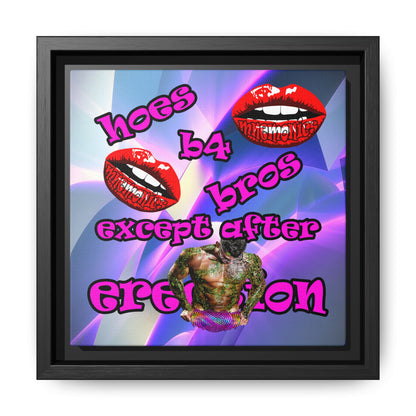 hoes b4 bros - framed canvas art (grey-pink wave)