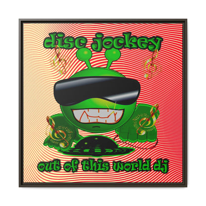 disc jockey - framed canvas art (yellow-orange wave)