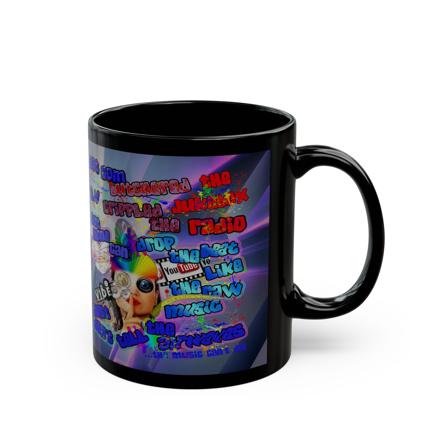 drop the beat - Black Mug (grey-pink wave)