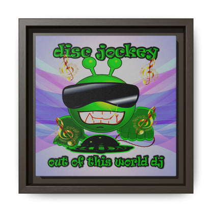 disc jockey - framed canvas art (light blue-pink wave)