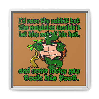 turtle race - framed canvas art (light brown)