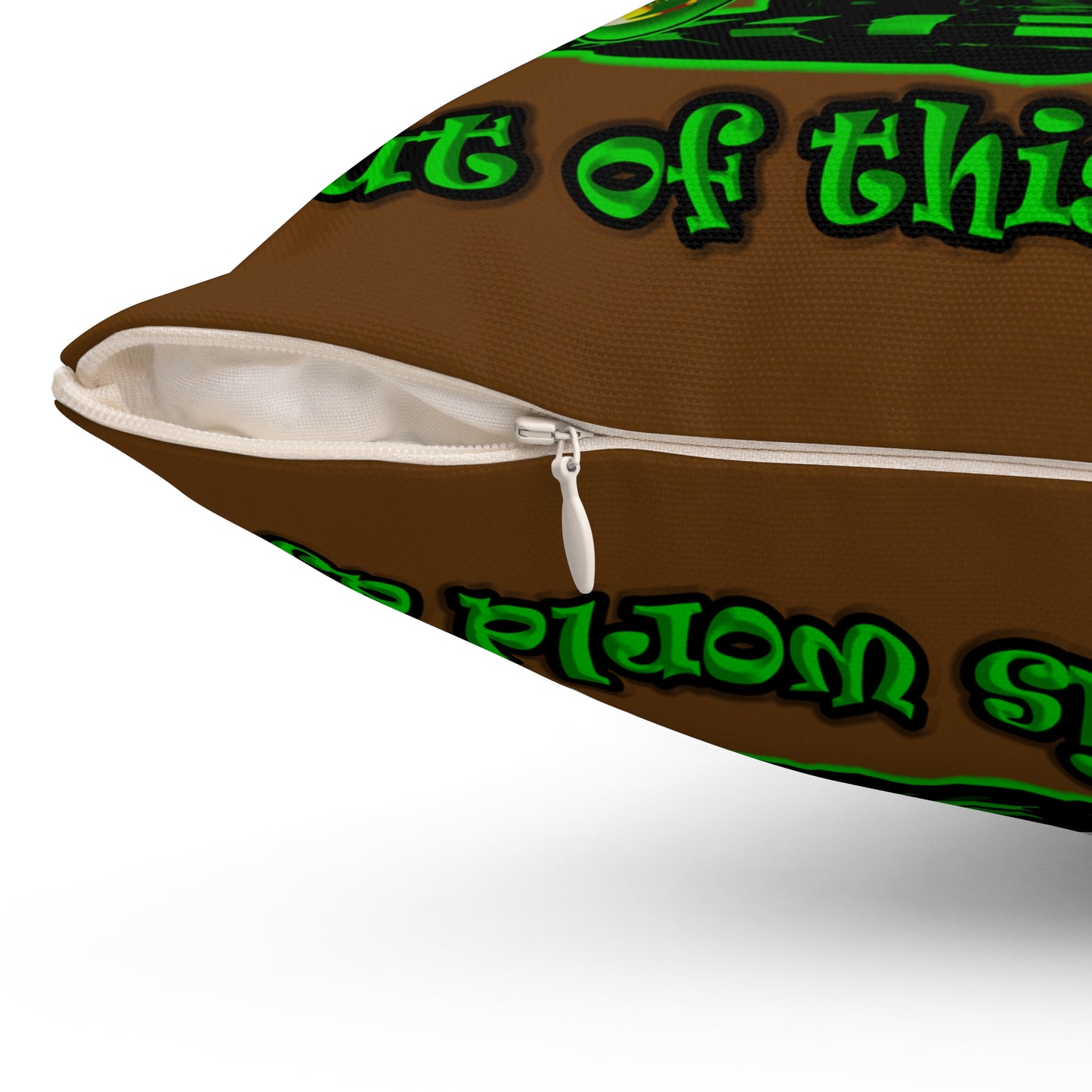disc jockey - Spun Polyester Square Pillow - (brown)