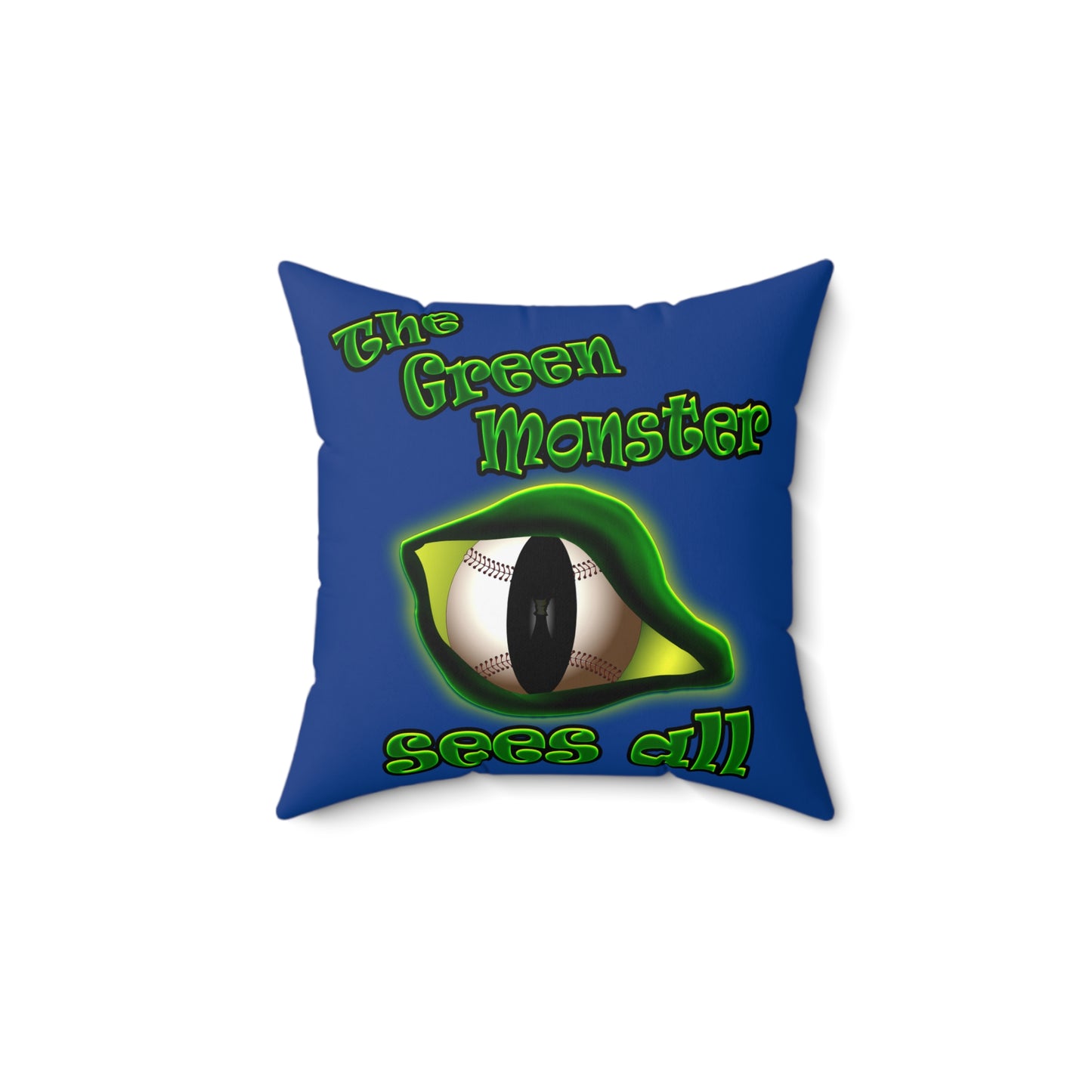 green monster - Spun Polyester Square Pillow - (dark blue)
