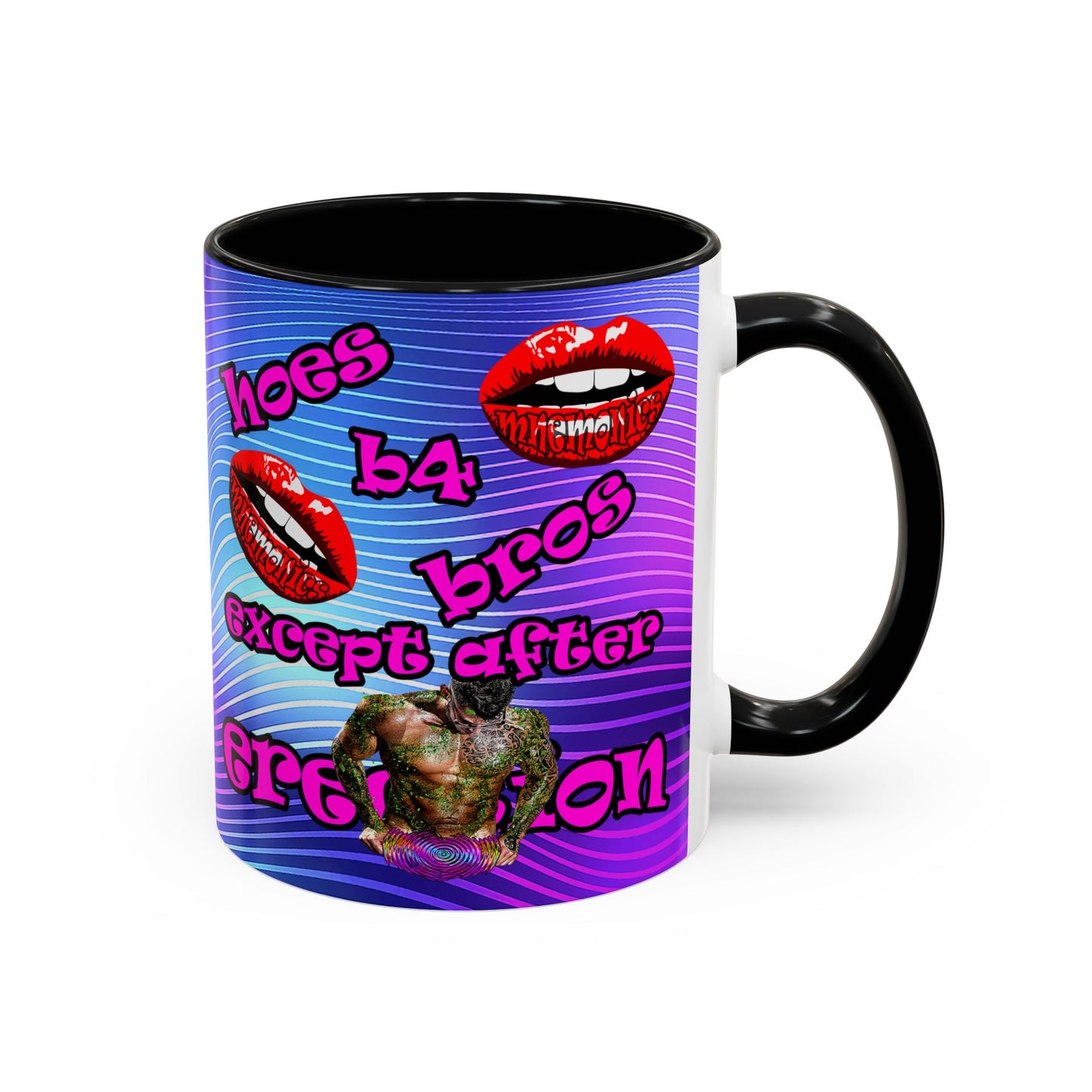 hoes b4 bros - Accent Mug (purple wave)