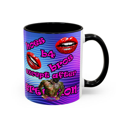 hoes b4 bros - Accent Mug (purple wave)