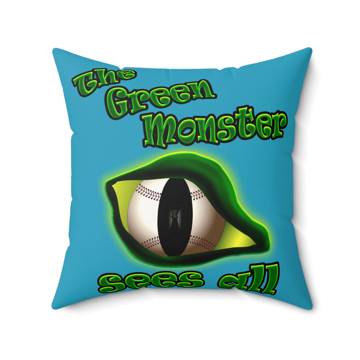 green monster - Faux Suede Square Pillow - (turquoise)