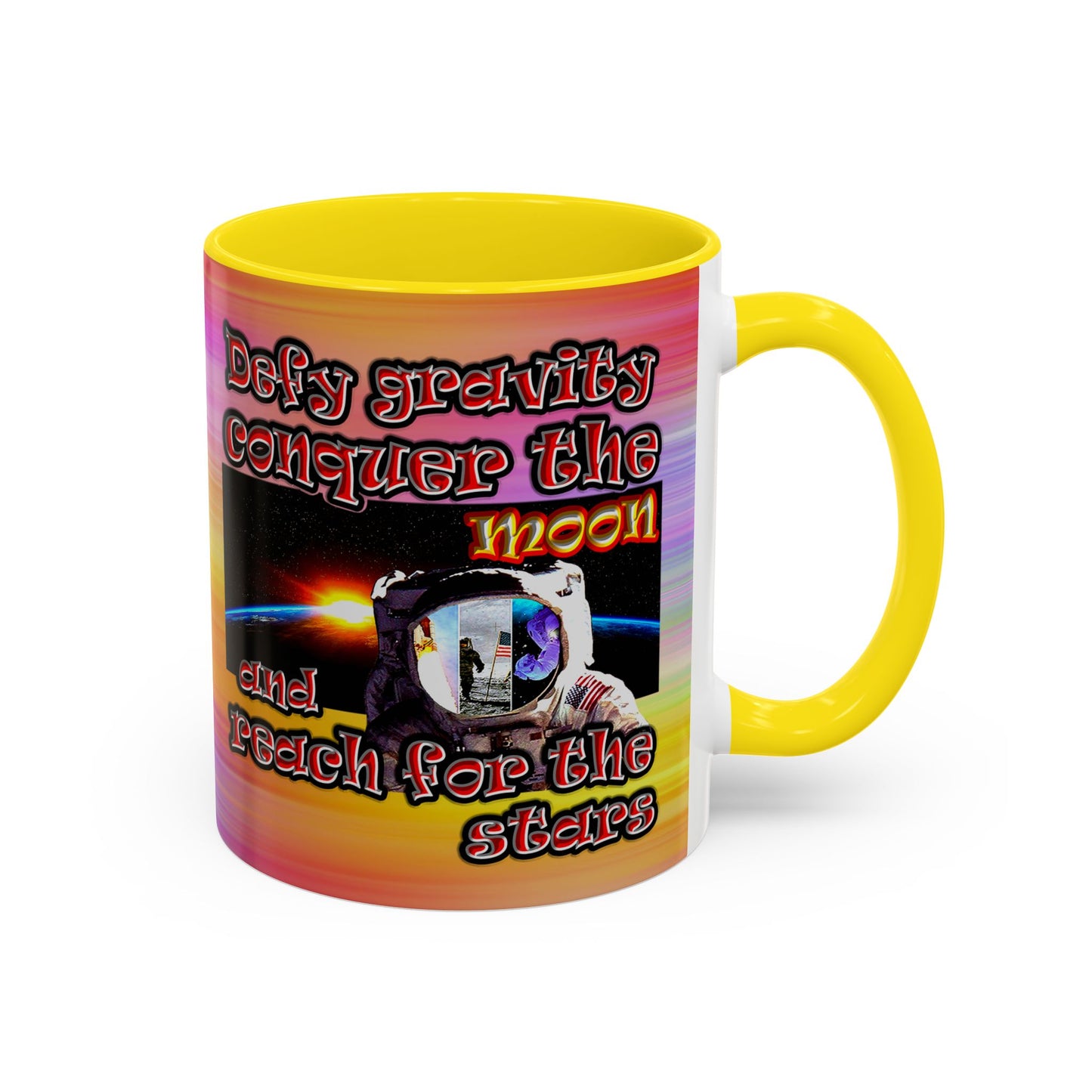 defy conquer reach - Accent Mug (color blur)