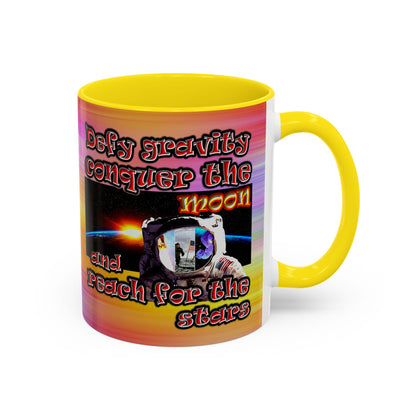 defy conquer reach - Accent Mug (color blur)