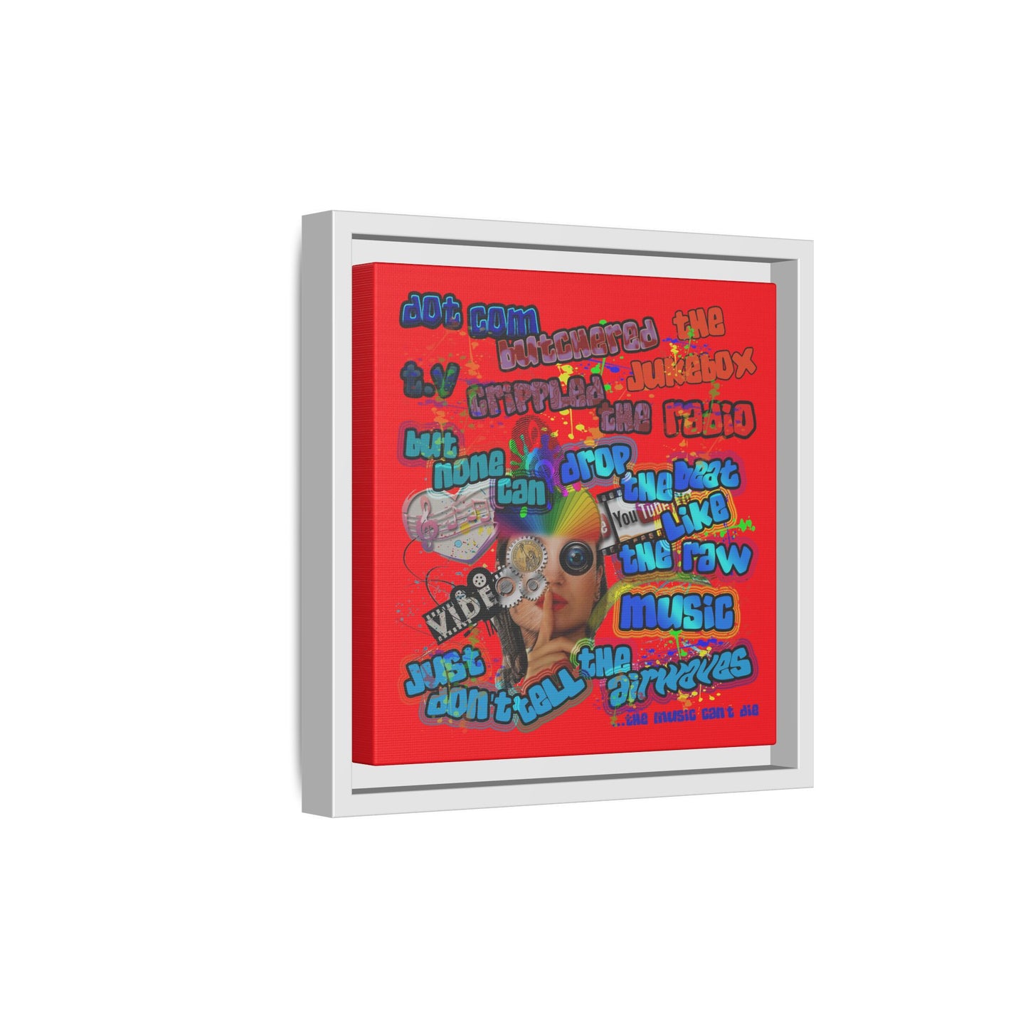 drop the beat - framed canvas art (red)