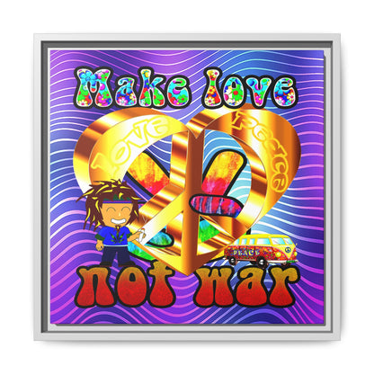 love peace - framed canvas art (purple wave)