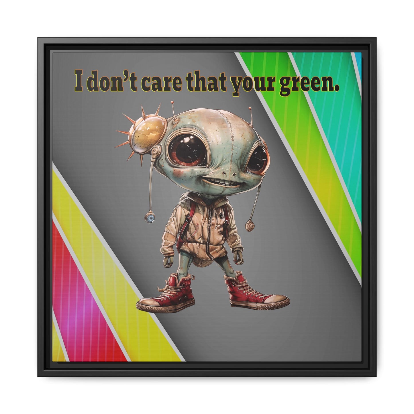 I don't care that your green - framed canvas art (rainbow split)