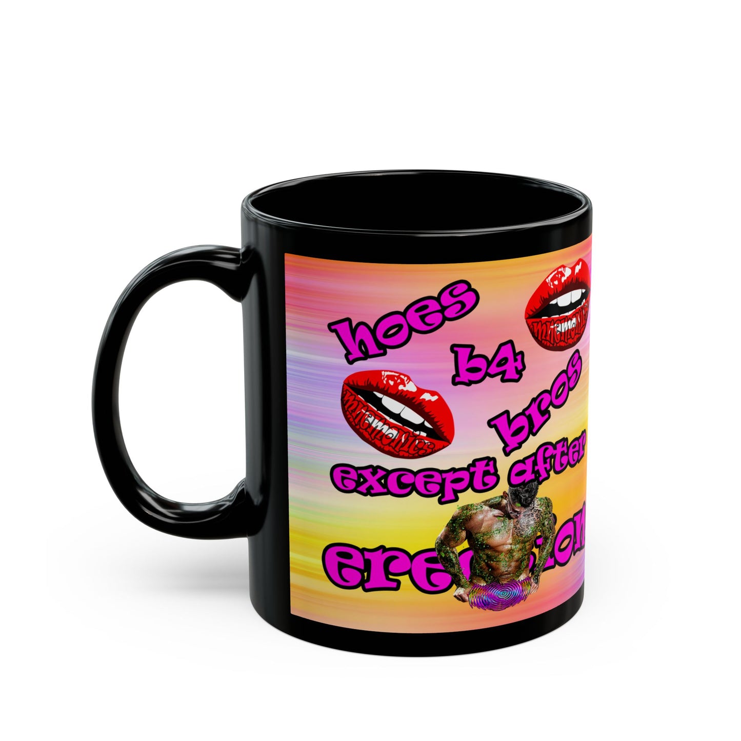 hoes b4 bros - Black Mug (color blur)
