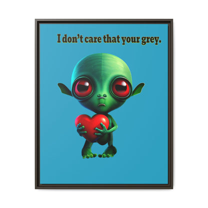 I don't care that your grey - framed canvas art (turquoise)