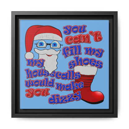 santa's shoes - framed canvas art (light blue)