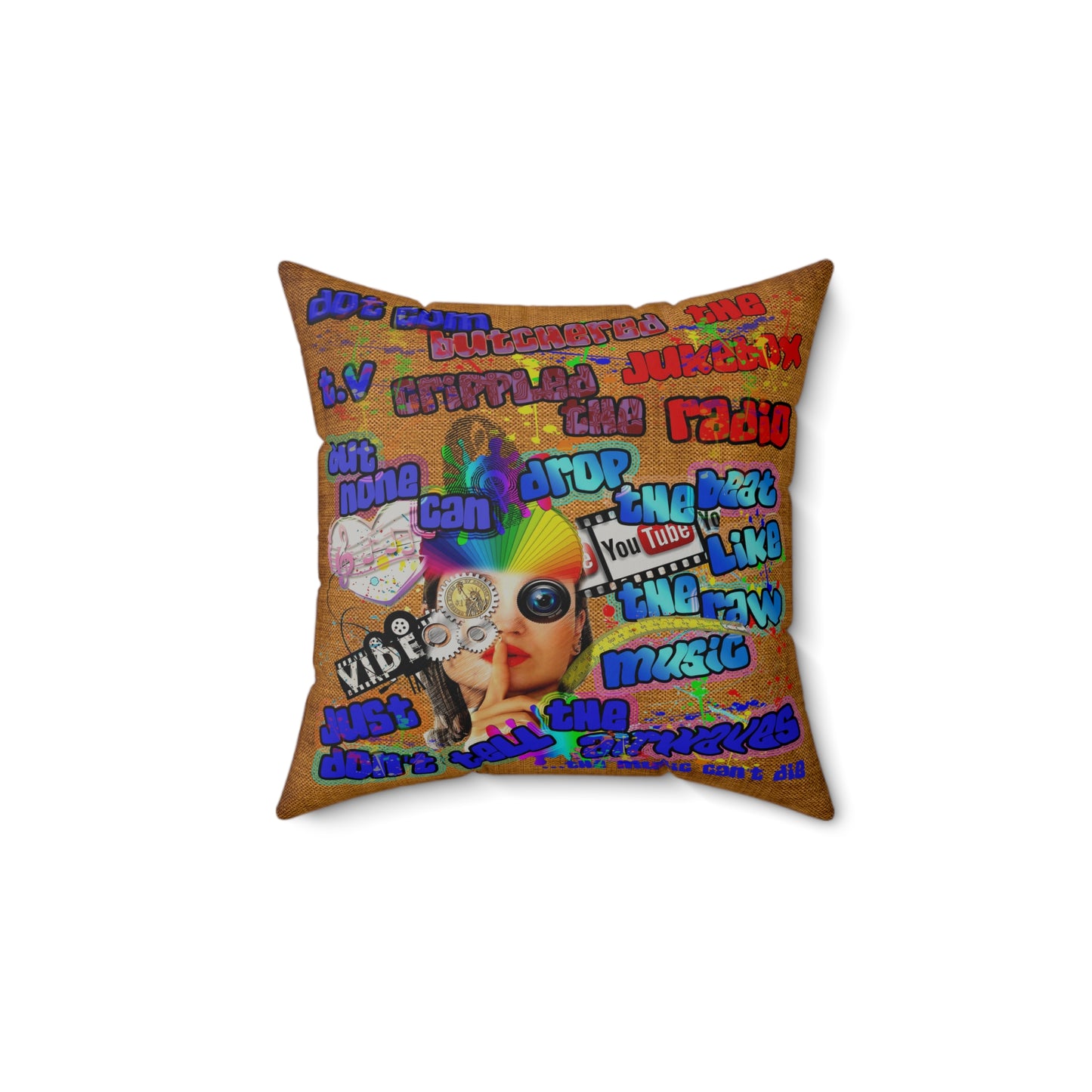 drop the beat - Faux Suede Square Pillow - (dichromatic brown papyrus)