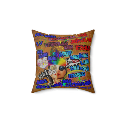 drop the beat - Faux Suede Square Pillow - (dichromatic brown papyrus)
