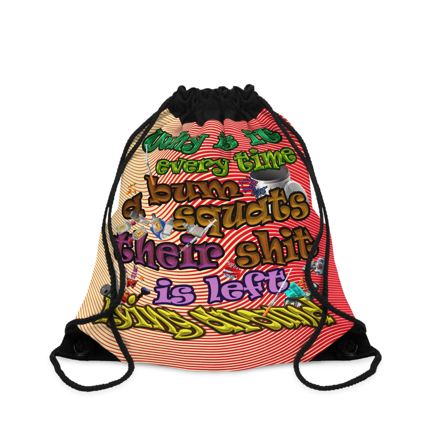 the bum's shit - Drawstring Bag (yellow-orange wave)