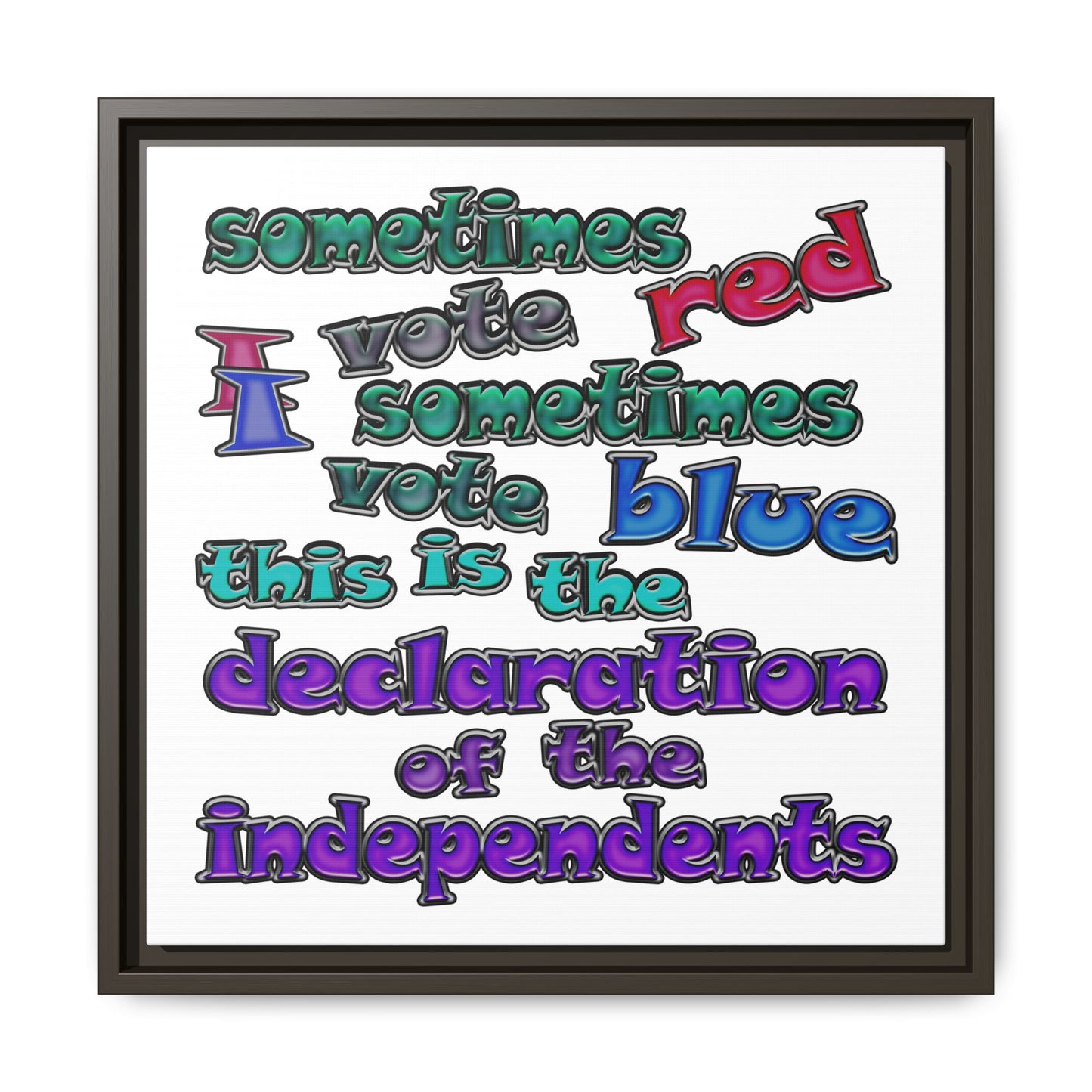 declaration of the independents - framed canvas art (white)