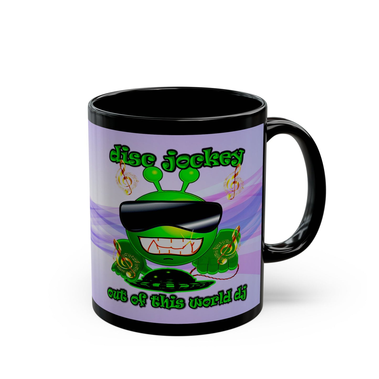 disc jockey - Black Mug (light blue-pink wave)
