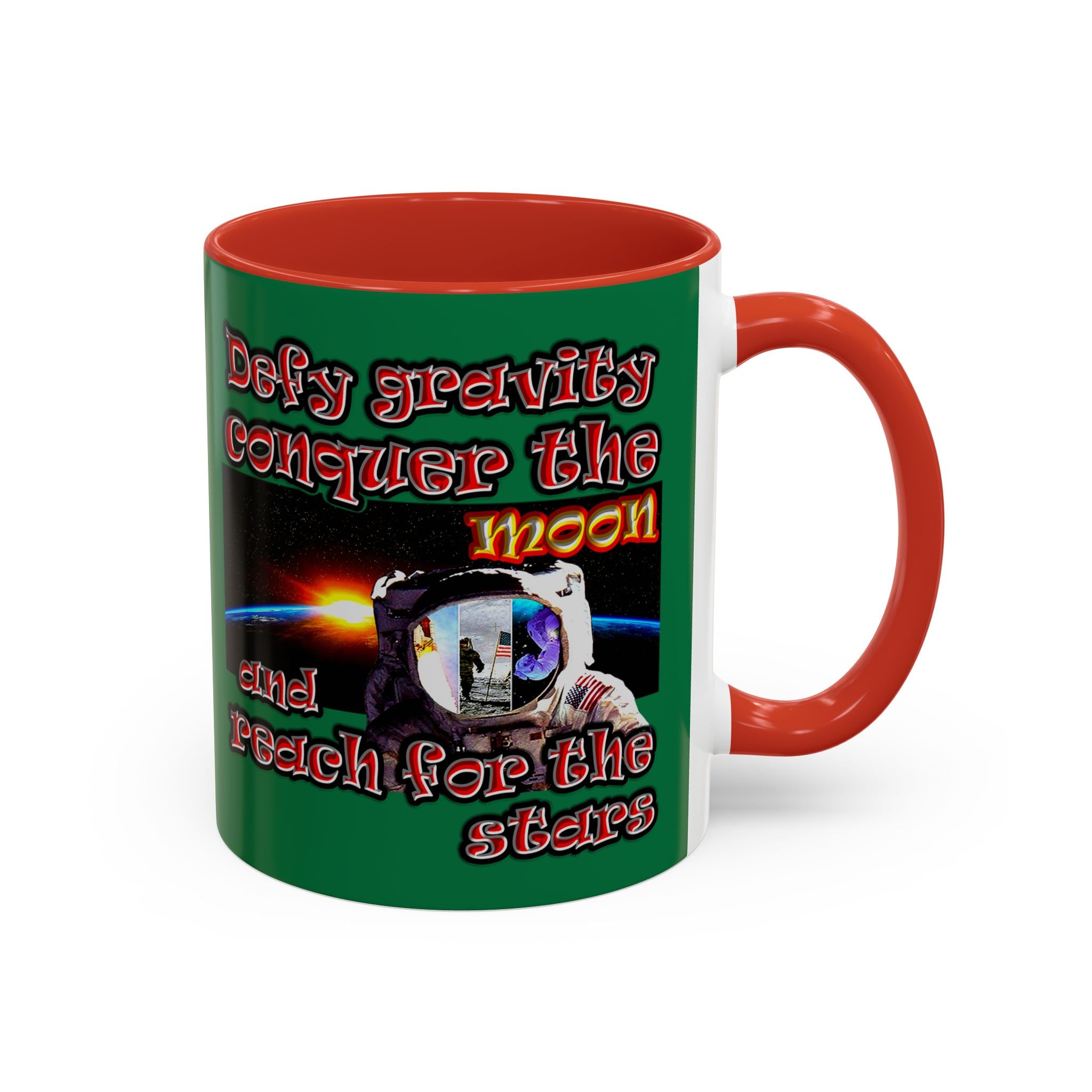 defy conquer reach - Accent Mug (dark green)