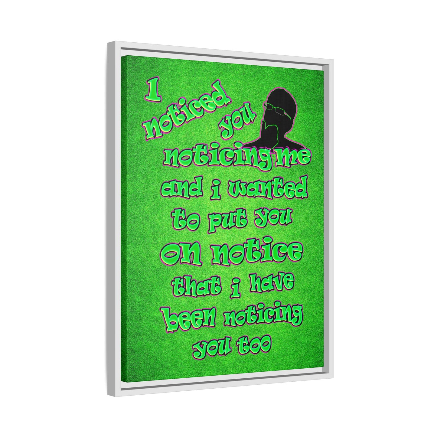 noticed you noticing - framed canvas art (green turf)