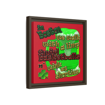 celtics logo - framed canvas art (dark red)