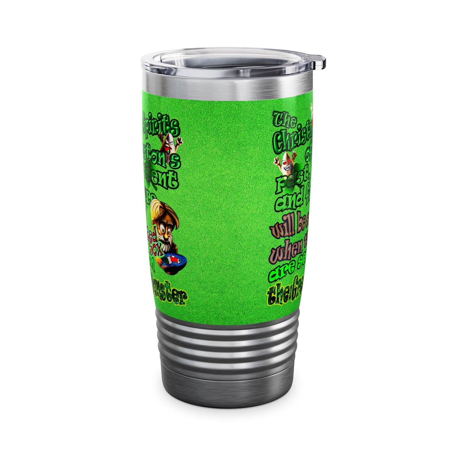 christmas spirits of boston - Ringneck Tumbler, 20oz (green turf)