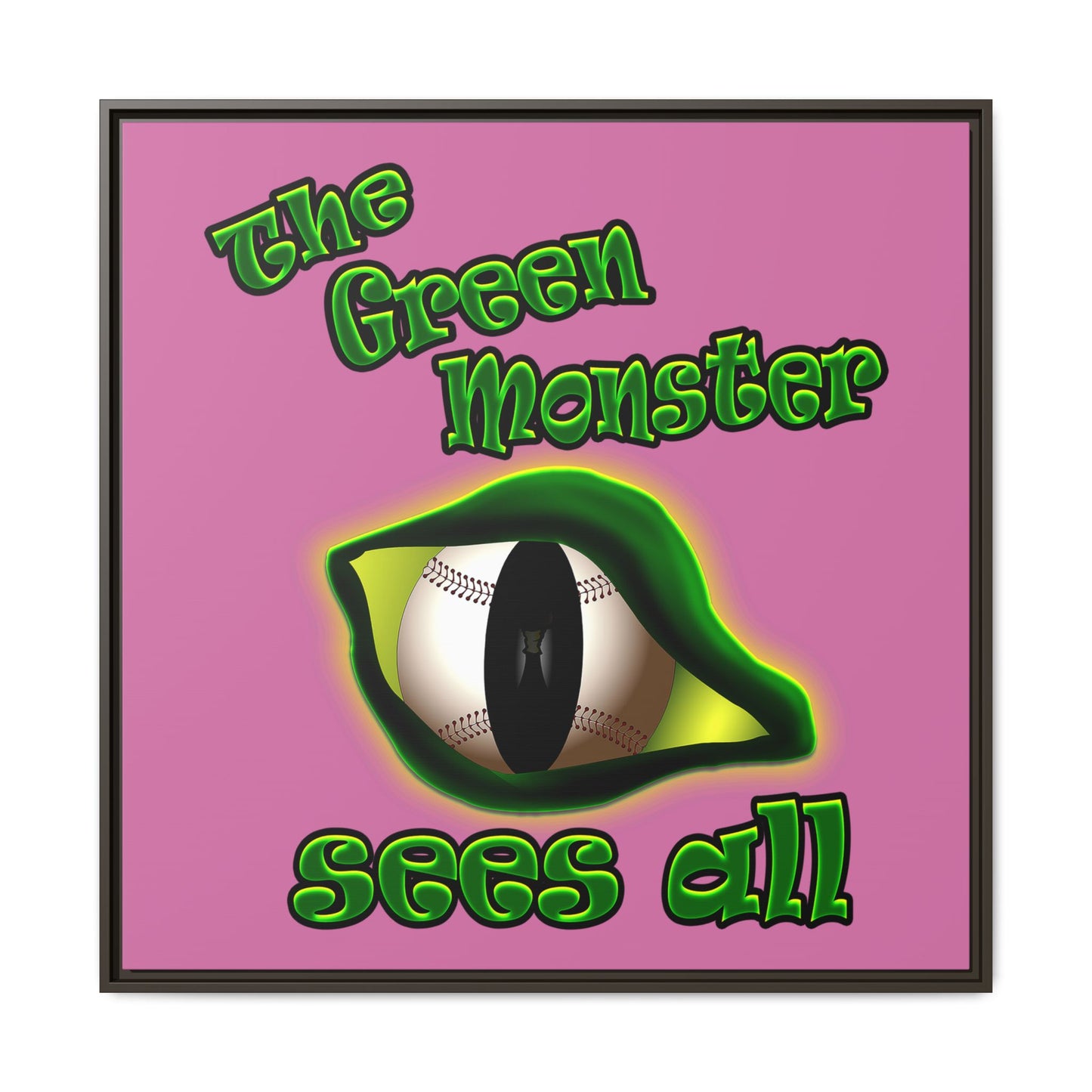 green monster - framed canvas art (light pink)