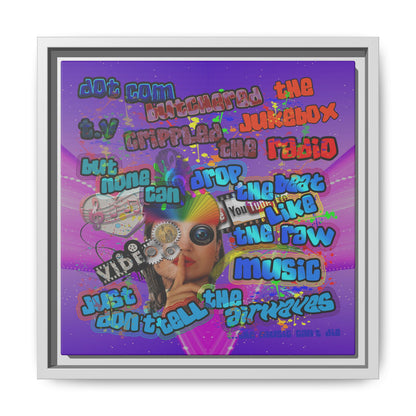 drop the beat - framed canvas art (purple-pink wave)