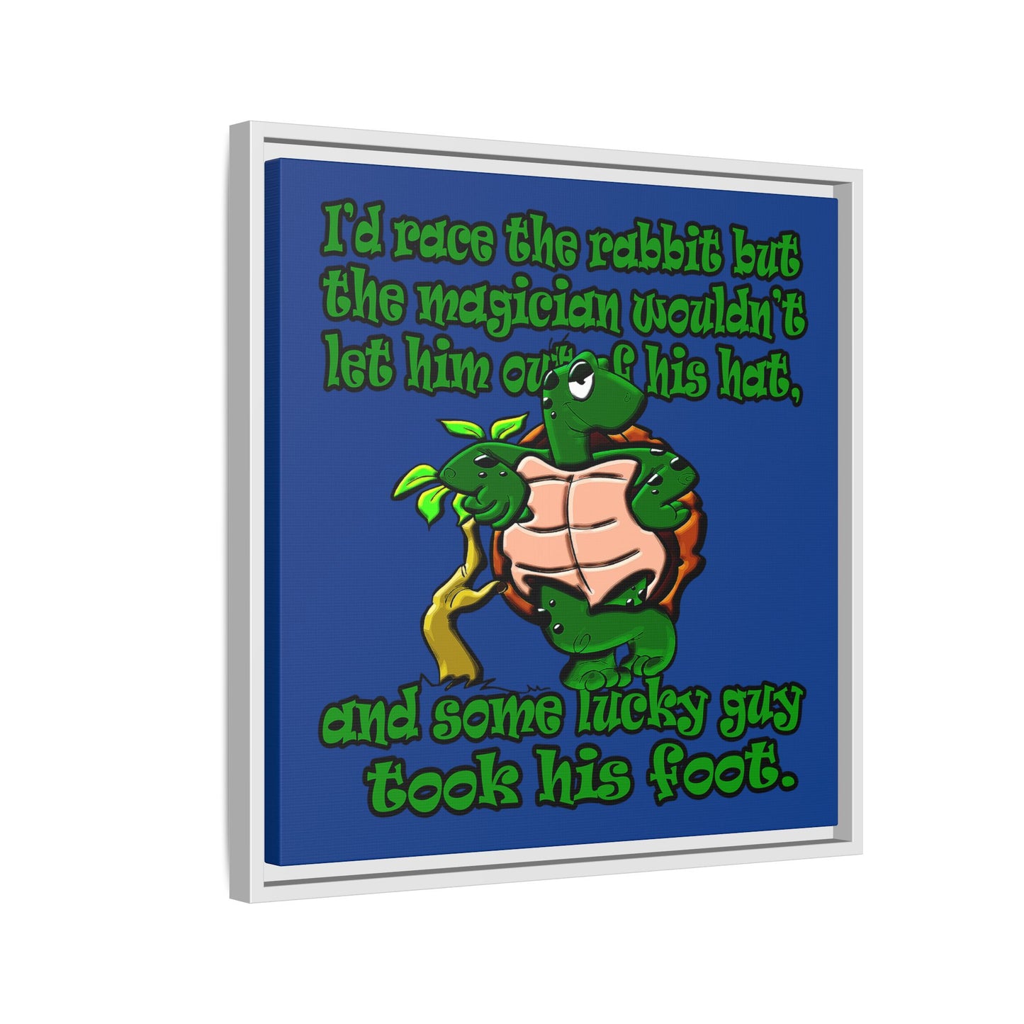 turtle race - framed canvas art (dark blue)