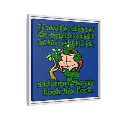 turtle race - framed canvas art (dark blue)